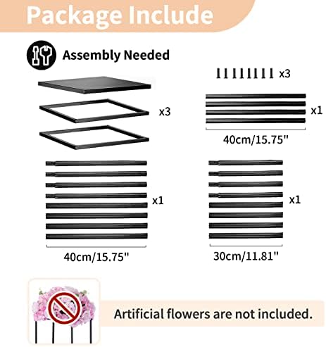 Nuptio Black Vase Plant Stand - 3 Pcs Tall Flower Vases for Wedding Birthday Party Centrepieces - Metal Column Display Table Rack Indoor Corner Flower Stand for Living Room Decor(15.7/23.6/31.5in) - Image 6