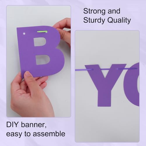 BEISHIDA 116 PCS A-Z DIY Letter Banner Kit Make Your Own Banner Including 111 Letters and Numbers 3 Rope and 2 Threading Device,Customized for Birthday Graduation Wedding Decor Matte Purple - Image 6