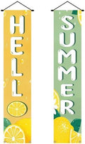 BlissYard 2pcs Hello Summer Door Banner Lemon Porch Banner Sign Sweet Summer Sunshine Front Door Hanging Decor Banners for Seasonal Home Hawaii Tropical Party Outdoor Decorations by BlissYard