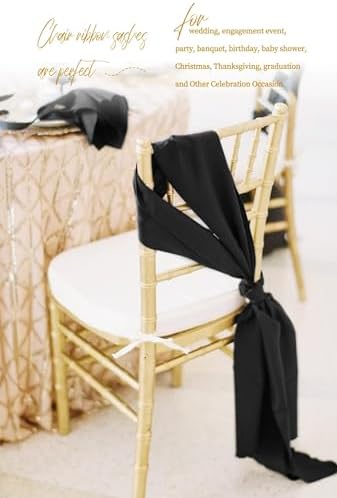 fani 120 PCS Satin Chair Sashes, 7x78 Inch, Black - Image 6