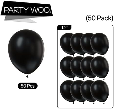 PartyWoo Black Balloons 50pcs Matte Latex Helium Balloons 12 Inch (Pack of 2) - Image 5