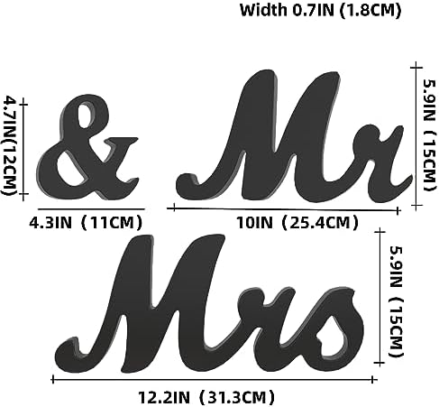 VIOPVERY Wooden Mr & Mrs Wedding Sign with Just Married Banner,Black - Image 2