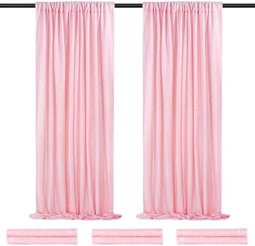 Backdrop Curtain Sequin Fabric 6 Pcs 2ftx8ft Pink Sequin Curtains Backdrop by QueenDream
