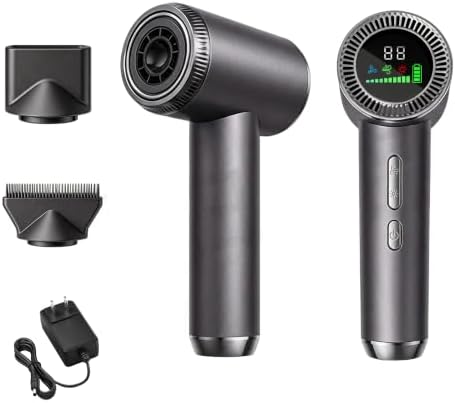 New Cordless Rechargeable Hair Dryer, 24000mAh Battery Operated,USB Portable Blow Dryer，3 Adjustable Hot and Cold Air Settings, Used for Travel, Camping, and RV by SLNevnmoe