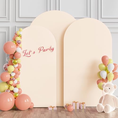 Wokceer Arch Backdrop Cover Beige Covers Stretchy Backdrop 7.2FT,6.6FT,6FT - Image 3