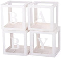 Voircoloria Baby Balloon Boxes with Letters, White, 4 Transparent Boxes by Voircoloria