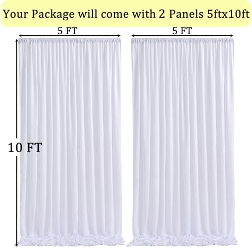 NSSONBEN 10x10 ft Wrinkle Free White Backdrop Curtains for Parties, Polyester Photo Backdrop Drapes 2 Panels 5x10ft for Wedding Birthday Party Photography Background Indoor Outdoor - Image 6