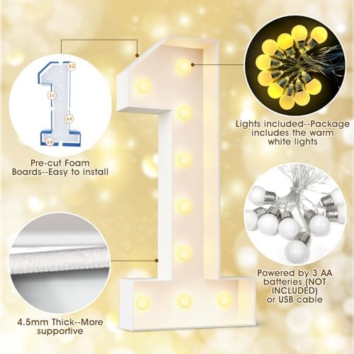 Ledido Easy-Assemble 4FT Warm White Marquee Light Up Number 9 for Birthday - Image 6