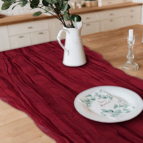 1 Pack Cheesecloth Table Runner 10Ft Christmas Gauze Boho Table Runners for Wedding Decor Bridal Shower Decorations Baby Shower Party(35" x 120") - Image 4