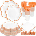 350 Pcs Orange and White Paper Plates and Napkins Set, Serve for 50 Guests by Unknown