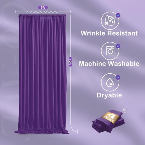 20ftx10ft Purple Backdrop Curtains for Party Background, Wrinkle Free Purple Photo Curtains Backdrop Drapes 4 Panels Back Drop Cloth for Wedding Birthday Photography Baby Shower Decor - Image 5