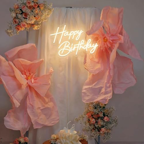 Happy Birthday Neon Sign 17×12 Inch Warm White LED Neon Light Signs - Image 5