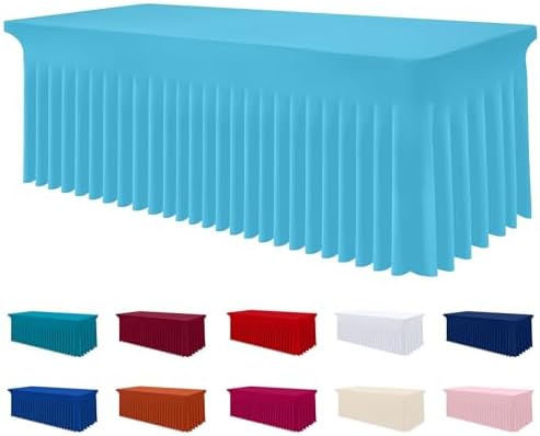 Smiry Spandex Elastic Fitted Table Cloth Skirt for 8FT Rectangle Table by Smiry