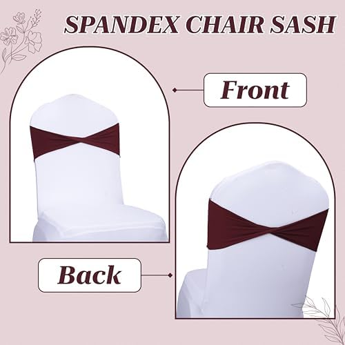 MDS Pack of 75 Spandex Chair Sashes Without Slider Buckles – Burgundy - Image 4