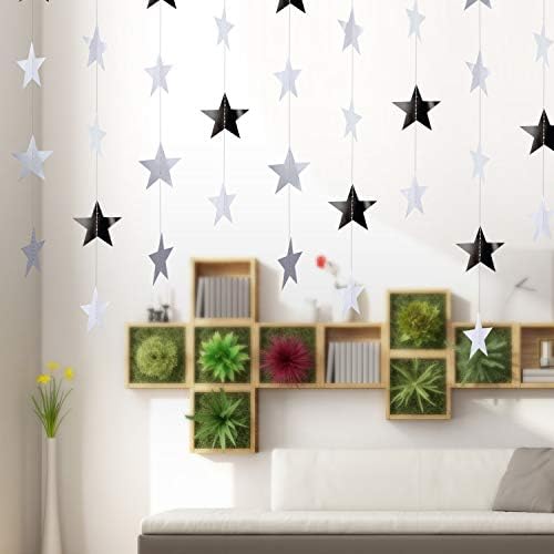 Patelai Glitter Star Garland Banner 2026 Party Decor 130 Feet Star Hanging Streamers Twinkle Backdrop for Classroom Birthday Graduation Wedding Supplies(Silver) - Image 4