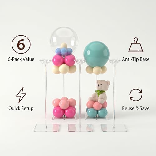 12 Pack Clear Acrylic Balloon Stand 15.75 inch Party Centerpiece Kit - Image 4