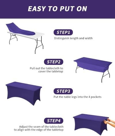 Fixwal 2 Pack 6FT Purple Tablecloth Rectangle Spandex Fitted Table Cover - Image 5