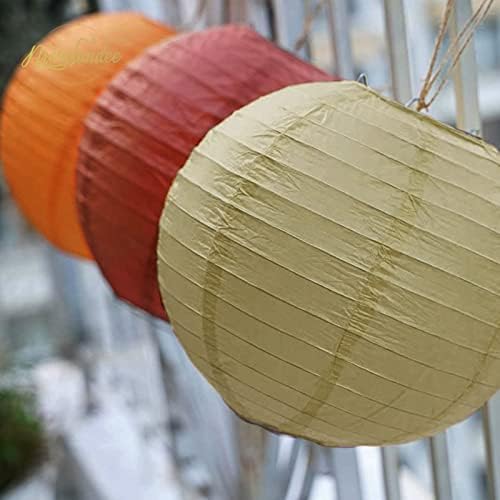 NICROLANDEE 12Pcs Burgundy Orange Maple Leaves Hanging Paper Lanterns - Image 6