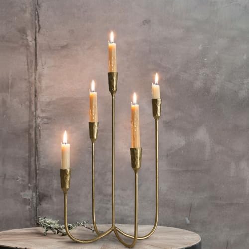 5-Candle Cast Iron Metal Candelabra Candlestick Holders 15 inch - Image 5