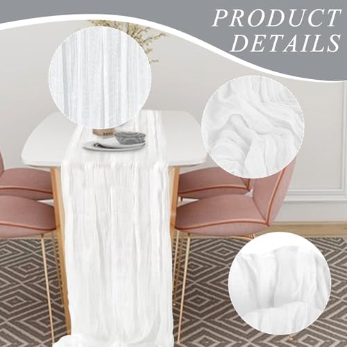 1 Pack Cheesecloth Table Runner 10Ft Christmas Gauze Boho Table Runners for Wedding Decor Bridal Shower Decorations Baby Shower Party(35" x 120") - Image 3