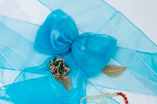 MDS Pack of 10 Organza Chair Sashes for Wedding & Event Décor – Light Teal - Image 5