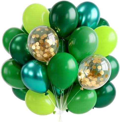 PartyWoo Green Balloons 66pcs 12 Inch Lime Emerald Hunter Forest Balloons by PartyWoo