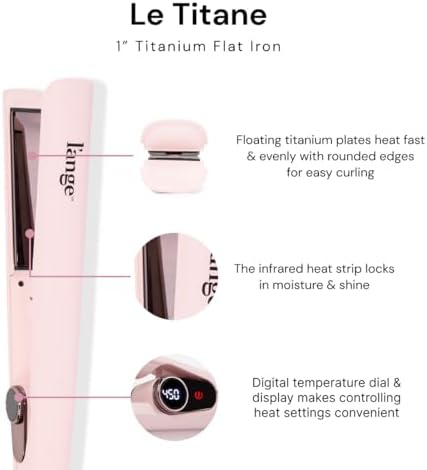 L'ANGE HAIR Le Titane Titanium Flat Iron | Hair Straightener with Curved Edges for Versatile Styling | Dual Voltage Flat Iron with Infrared Heat & Adjustable Temperature | 1" Blush - Image 2