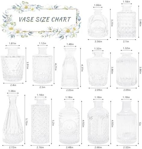 SUPMIND 12pcs Glass Bud Vase Set, Clear Small Flower Vases for Centerpieces - Image 3