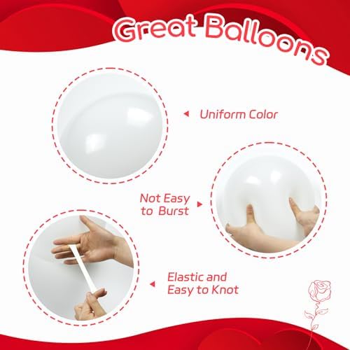 60pcs 12inch Red and White Balloons with Confetti Balloons - Image 3
