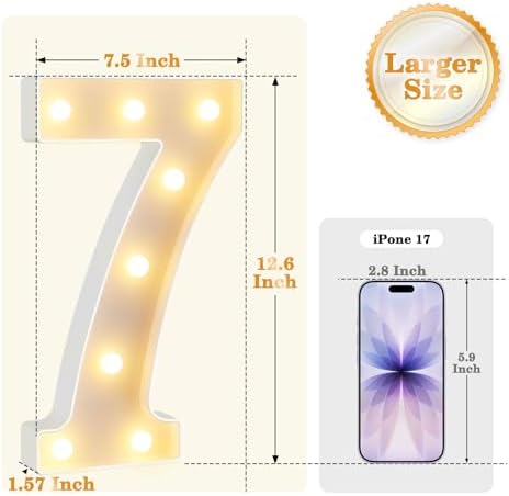 12.6 Inch Marquee Light Up Numbers 7 for Party Decorations - Image 2