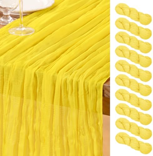 DeZerlor Lemon Yellow Cheesecloth Table Runners 10 Pack Summer Boho Runners by DeZerlor