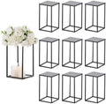 Sziqiqi Black Geometric Centerpiece Column Flower Stand with Plate, 10Pcs by SZIQIQI