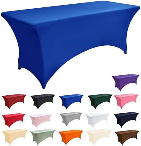 6-Pack 6ft Spandex Table Covers for Rectangle Standard Folding Tables - Wrinkle Resistant Stretch Tablecloths - Ultimate Fitted Table Protector for Parties, Trade Shows, Wedding - Image 3