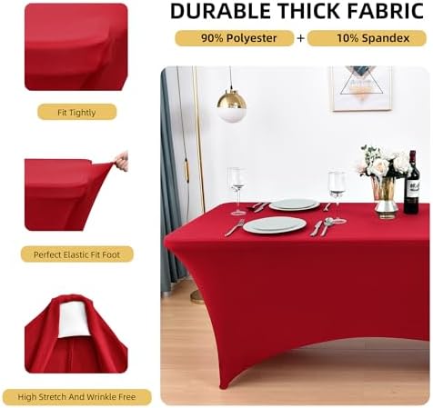2-Pack 6ft Spandex Table Covers for Rectangle Standard Folding Tables - Wrinkle Resistant Stretch Tablecloths - Ultimate Fitted Table Protector for Parties, Trade Shows, Banquet - Image 2