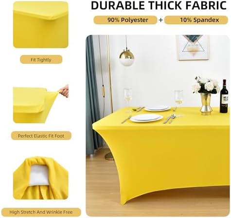 2-Pack 4ft Spandex Table Covers for Rectangular Folding Tables - Wrinkle Resistant Stretch Tight Table Cloths - Ultimate Fitted Table Protector for Parties, Banquet, and Wedding - Image 2