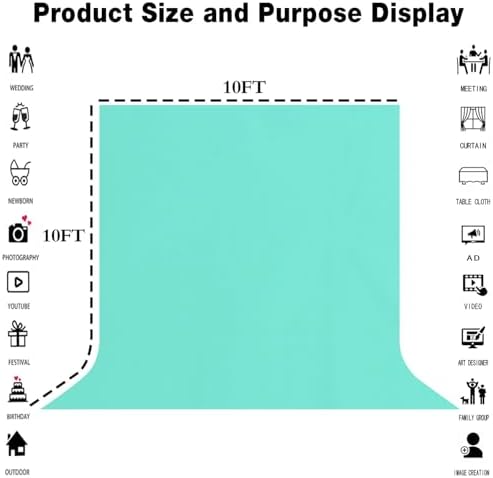 Turquoise Photography Backdrop for Photoshoot, Fabric 10x10ft - Image 3