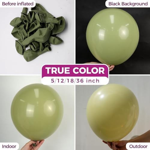 Bezente Sage Green Giant Latex Round Balloons 36 Inch 8 Pack - Image 2