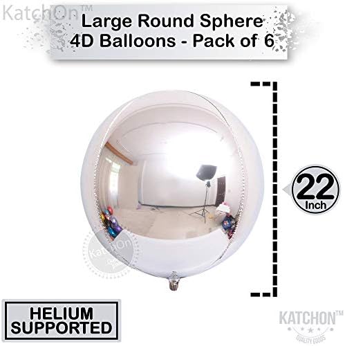 KatchOn Silver Balloons - 22 Inch, Pack of 6, Silver Foil Balloons - Image 4