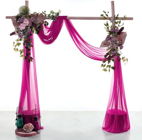 Pack of 2 Wedding Arch Drape Panel Fabric 30" x 40ft - Magenta - Image 2