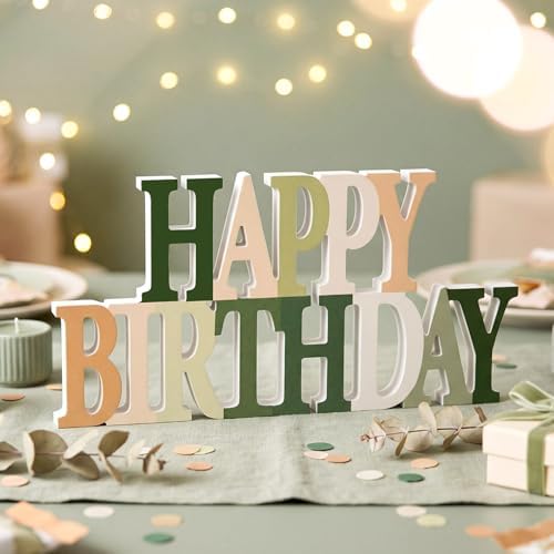 Novabright Happy Birthday Sign, Sage Green, No Glitter by Unknown