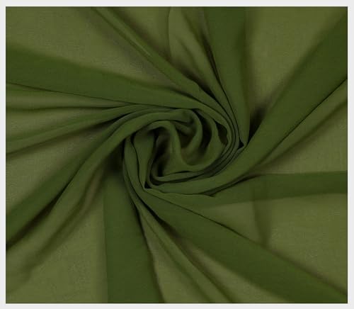 80 Yard Chiffon Fabrics, 44" Wide, Lightweight, Sheer – Olive Green - Image 3