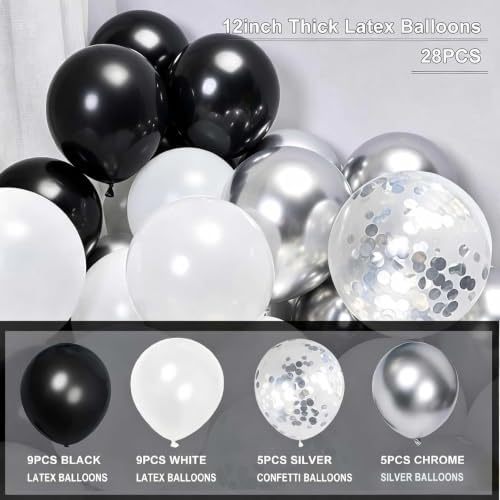 Black Silver Birthday Decorations for Men, Happy Birthday Party Supplies - Image 5
