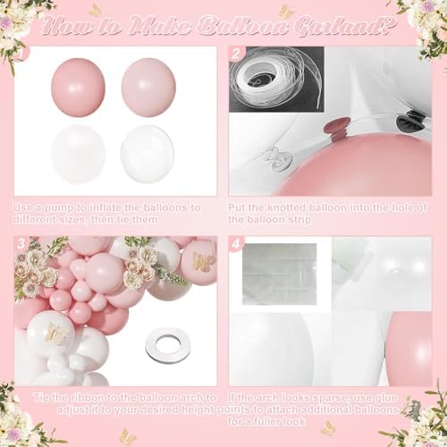 Light Pink Balloon Arch Kit, Baby Pink White Balloon Garland Kit - Image 6