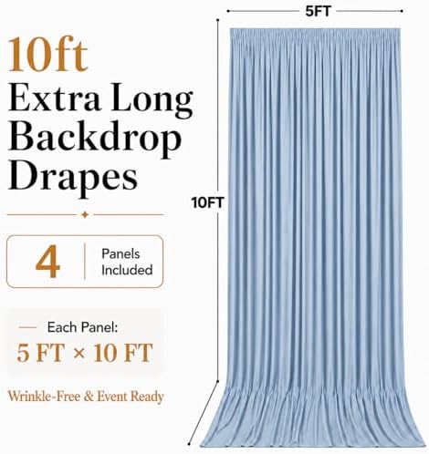 20x10 FT Dusty Blue Backdrop Curtains for Weddings, Parties and Photo Booth - Image 5