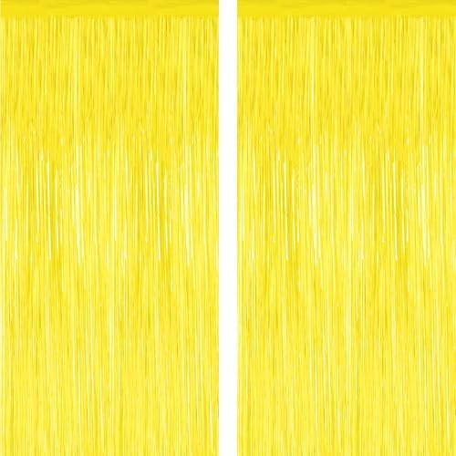 ZATAYE 2 Pack Yellow Foil Curtain Streamer Decorations by ZATAYE