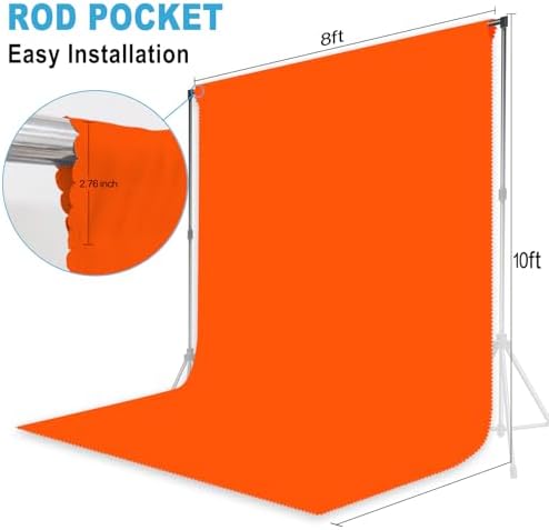 Orange Photography Backdrop for Photoshoot, Fabric, 8x10 FT - Image 2