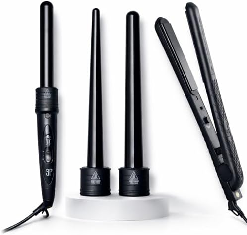 HerStyler Ceramic Flat Iron & Curling Wand Set - 3 Interchangeable Barrels by Herstyler