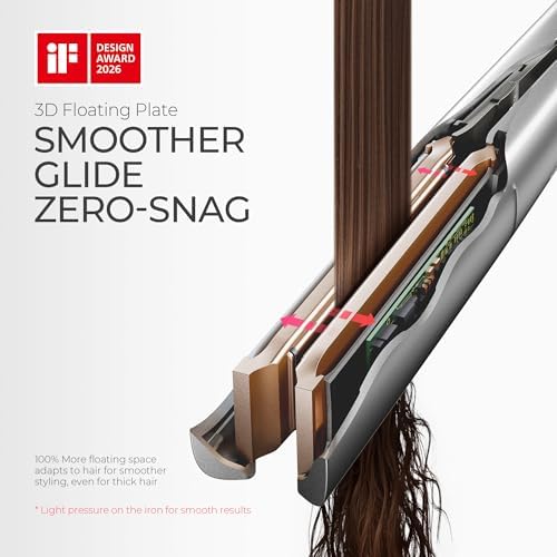 TYMO New-Gen Flat Iron Hair Straightener, 1" Long Ceramic Plates, 3X Smoother Glide, 2X Faster Styling with Less Damage, FLAIGHT Holo 2 in 1 Straightener and Curler for Women, 500M Ions, Metal Grey - Image 5