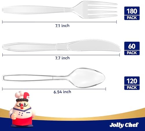 JOLLY CHEF Plastic Silverware 360 Count-180 Forks, 120 Spoons, 60 Knives - Image 2