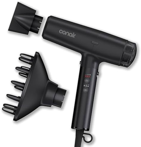 Conair Hair Dryer, INFINITIPRO, Digital, Ionic, Attachments Included, Black by conair